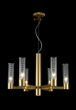 Люстра подвесная CRYSTAL LUX OTONO OTONO SP6+1 BRASS/TRANSPARENTE 350Вт 7 лампочек E14/GU10