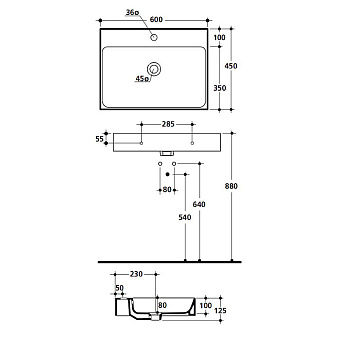 Раковина подвесная Kerasan Cento 353101*1 60х45см