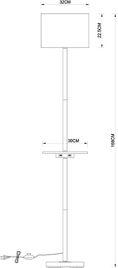 Торшер Arte Lamp COMBO A4056PN-1WH 60Вт E27