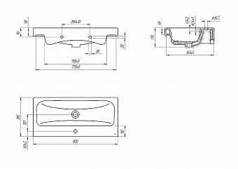 Раковина накладная CERSANIT MODUO SLIM S-UM-MOD80SL/1 80х39см
