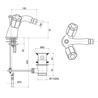 Смеситель для биде Bongio Fleur Noir 12522OR00 золотой