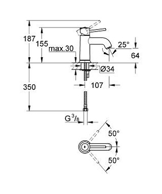 Смеситель для раковины GROHE BauClassic 23162000 хром