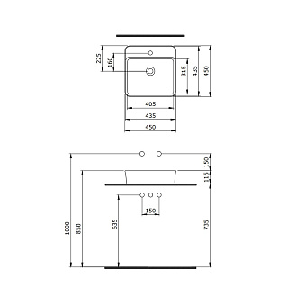 Раковина накладная BERGES Ego SL 182064 45х45см