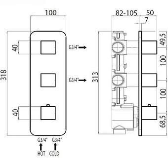 Внешняя часть смесителя BOSSINI Z031204.021