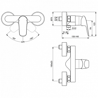 Смеситель для душа IDEAL STANDARD CERAFLEX B1720AA хром