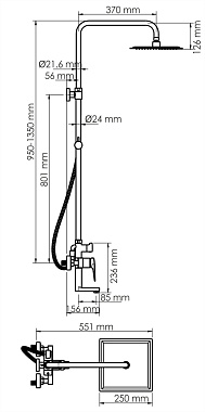 Душевая система WASSERKRAFT Glan A16701 чёрный