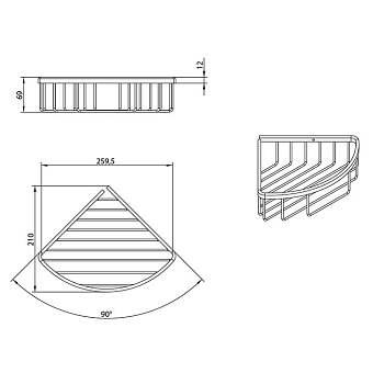 Полка в ванную угловая Bongio Fleur 30011OR00 1-ярусная 21х26см золотой