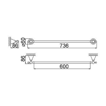 Полотенцедержатель Huber Croisette 4014.01H.AC никель матовый 60см