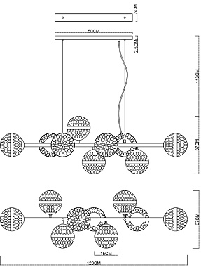 Светильник подвесной Arte Lamp DELACRUA A7770SP-9PB 40Вт E14