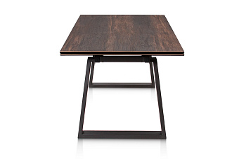 Кухонный стол раскладной AERO 90х160х76см закаленное стекло/керамика/сталь Dark Oak