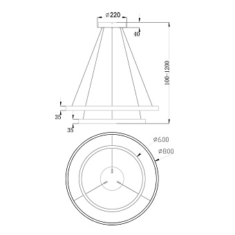 Светильник подвесной Maytoni Rim MOD058PL-L74B4K 176Вт LED