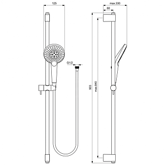 Душевой гарнитур IDEAL STANDARD IDEALRAIN EVO JET B1763AA chrome