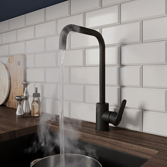 Смеситель для кухни MILARDO Poli POLBLL0M05 поворотный излив чёрный матовый