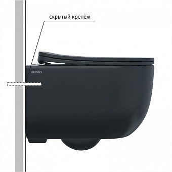 Унитаз подвесной BERGES VENTAS BLACK 082136 безободковый с микролифтом