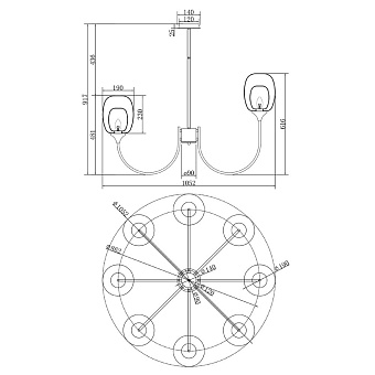 Люстра Maytoni Aura MOD016PL-08BS 60Вт 8 лампочек E14