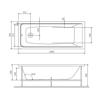 Экран для ванны AM-PM Gem W90A-160-070W-P 160см
