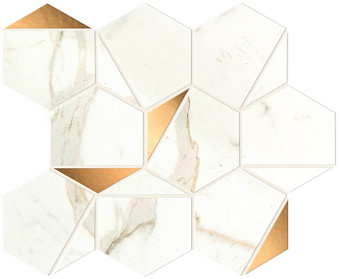 Керамическая мозаика Atlas Concord Италия Marvel Shine A4WU Calacatta Prestigio Gold Hex Shiny 29х25,4см 0,437кв.м.