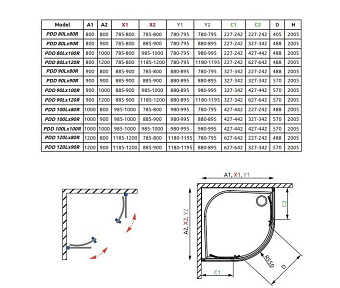Комплект боковых стенок для душевого угла RADAWAY Idea 387152-01-01 200,5х80см стекло прозрачное