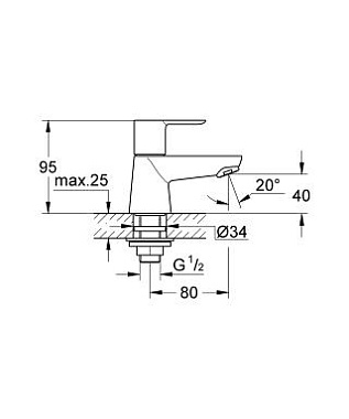 Смеситель для раковины GROHE BauEdge 20421000 хром