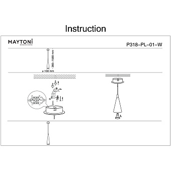 Светильник подвесной Maytoni Nevill P318-PL-01-W 40Вт GU10