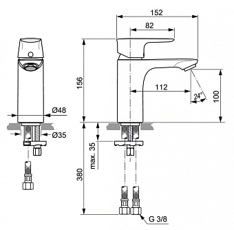 Смеситель для раковины IDEAL STANDARD CONNECT AIR A7024AA хром