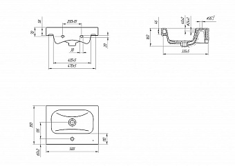 Раковина встраиваемая сверху CERSANIT MODUO SLIM S-UM-MOD50SL/1 50х35см