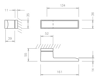 Дверная ручка нажимная TUPAI Big Line Vario 3084 RE-141 титан