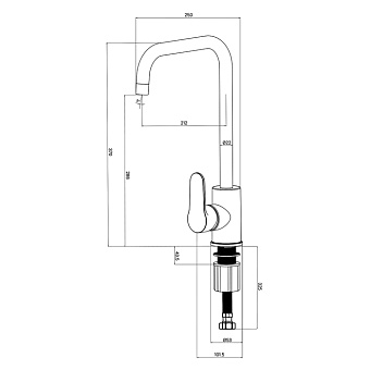 Смеситель для кухни MILARDO Poli POLBLL0M05 поворотный излив чёрный матовый