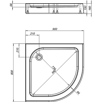 Душевой поддон AQUANET HX515 293844 90х90см
