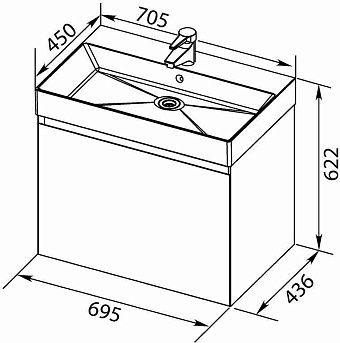 Тумба с раковиной AQUANET Нью-Йорк 213935 43,6х70,5х62,2см