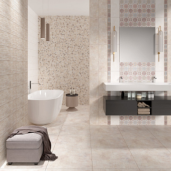 Декор ALMA CERAMICA Kreta DWU12KRT35R бежевый/розовый/серый 24,6х74см 1,456кв.м.