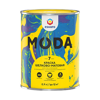 Краска универсальная шелково-матовая Eskaro MODA 7 Белый основа A 0,9л
