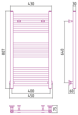 Полотенцесушитель СУНЕРЖА Модус 051-0250-8040 состаренная латунь