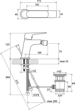 Смеситель для биде RAVAK Classic X070082 хром