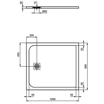 Душевой поддон IDEAL STANDARD ULTRAFLAT S K8220FR 90х100см