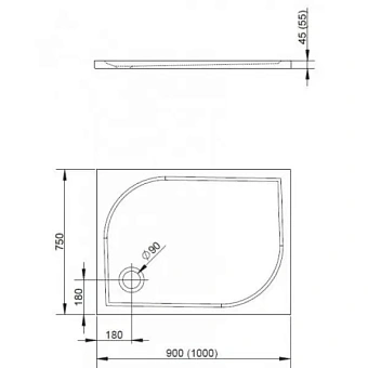 Душевой поддон RADAWAY Delos 4D17555-03 100х75см