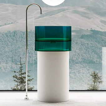 Раковина напольная Abber Kristall AT2701White-Aquamarin-H 45х45см