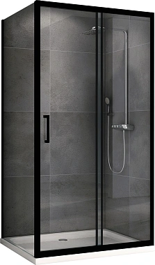 Угловое ограждение Abber Schwarzer Diamant AG30100B-S85B 195х85см стекло прозрачное