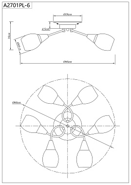 Люстра потолочная Arte Lamp PENNY A2701PL-6WG 60Вт 6 лампочек E27