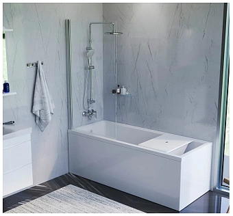 Стеклянная шторка на ванну AM-PM Gem W90BS-D080-140CT 140х80см