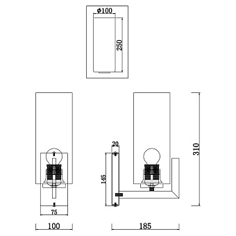 Светильник настенный Maytoni Fortano MOD089WL-01BS 40Вт E27