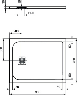 Душевой поддон IDEAL STANDARD ULTRAFLAT S K8190FS 70х90см