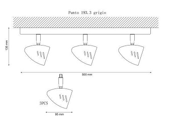 Спот Lucia Tucci PUNTO 193.3 grigio 150Вт 3 лампы GU10