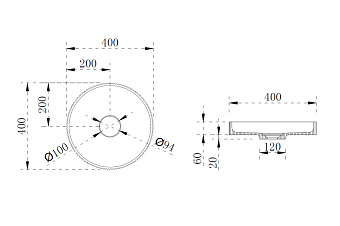Раковина накладная Abber STEIN AS2604Blau 40х40см