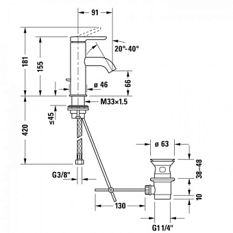 Смеситель для раковины Duravit C.1 C11010001046 чёрный матовый