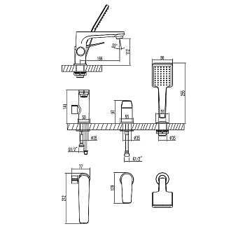 Смеситель для ванны LEMARK Bronx LM3745GM графит