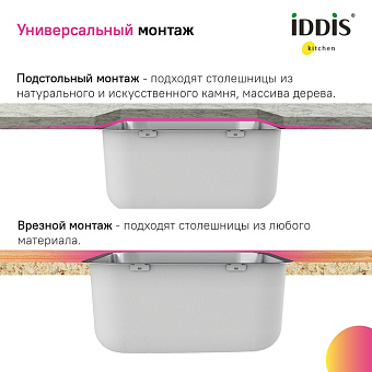 Мойка кухонная IDDIS Mate MAT49S0i77 49х44см сатин
