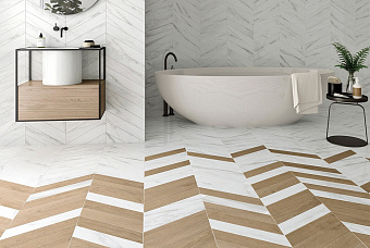 Матовый керамогранит WOW 60 Grad 120272 Grad Chevron A Calacatta 9,8х52,2см 0,456кв.м.