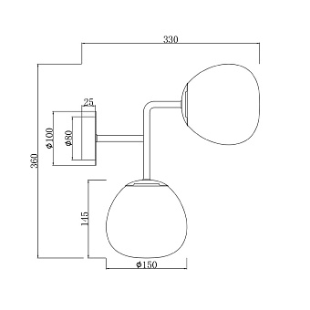 Светильник настенный Maytoni Erich MOD221-WL-02-G 40Вт E14