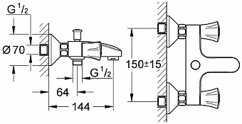 Смеситель для ванны GROHE Costa 25450001 хром